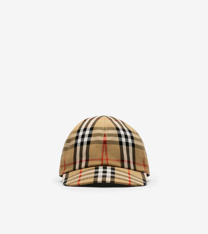 Check Cotton Baseball Cap in Sand beige - Children