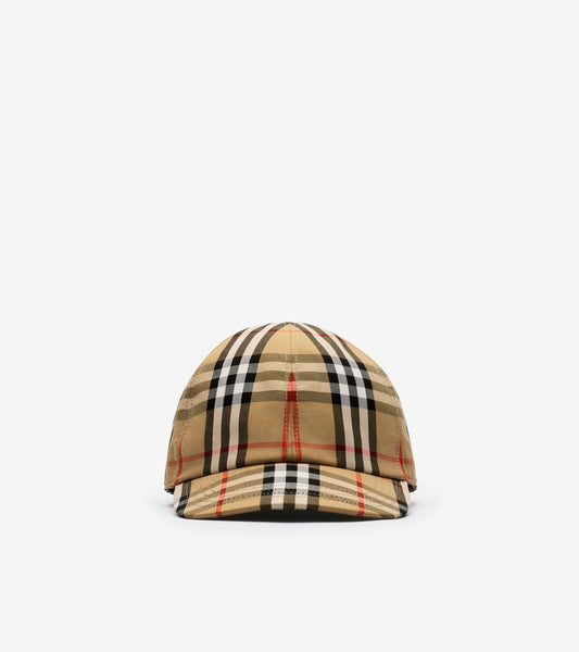 Check Cotton Baseball Cap in Sand beige - Children