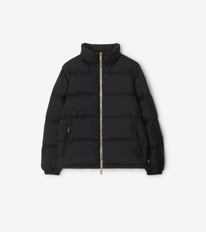 Checker-tape Snowdon Puffer Jacket in Black
