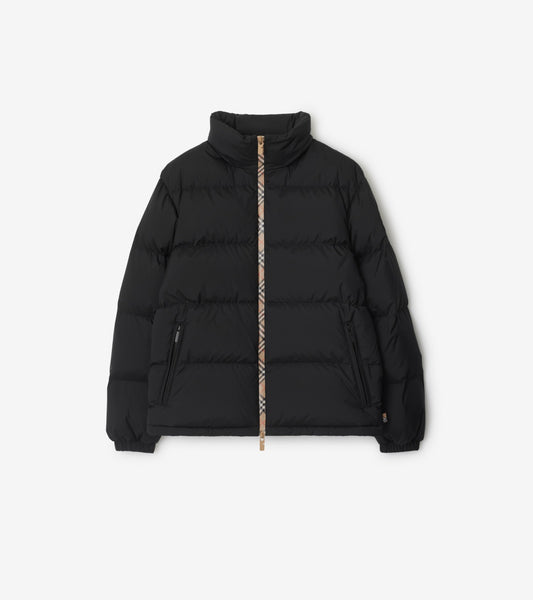 Checker-tape Snowdon Puffer Jacket in Black