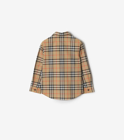 Check Cotton Shirt in Sand beige