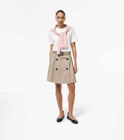 Gabardine Trench Mini Skirt in Quill beige