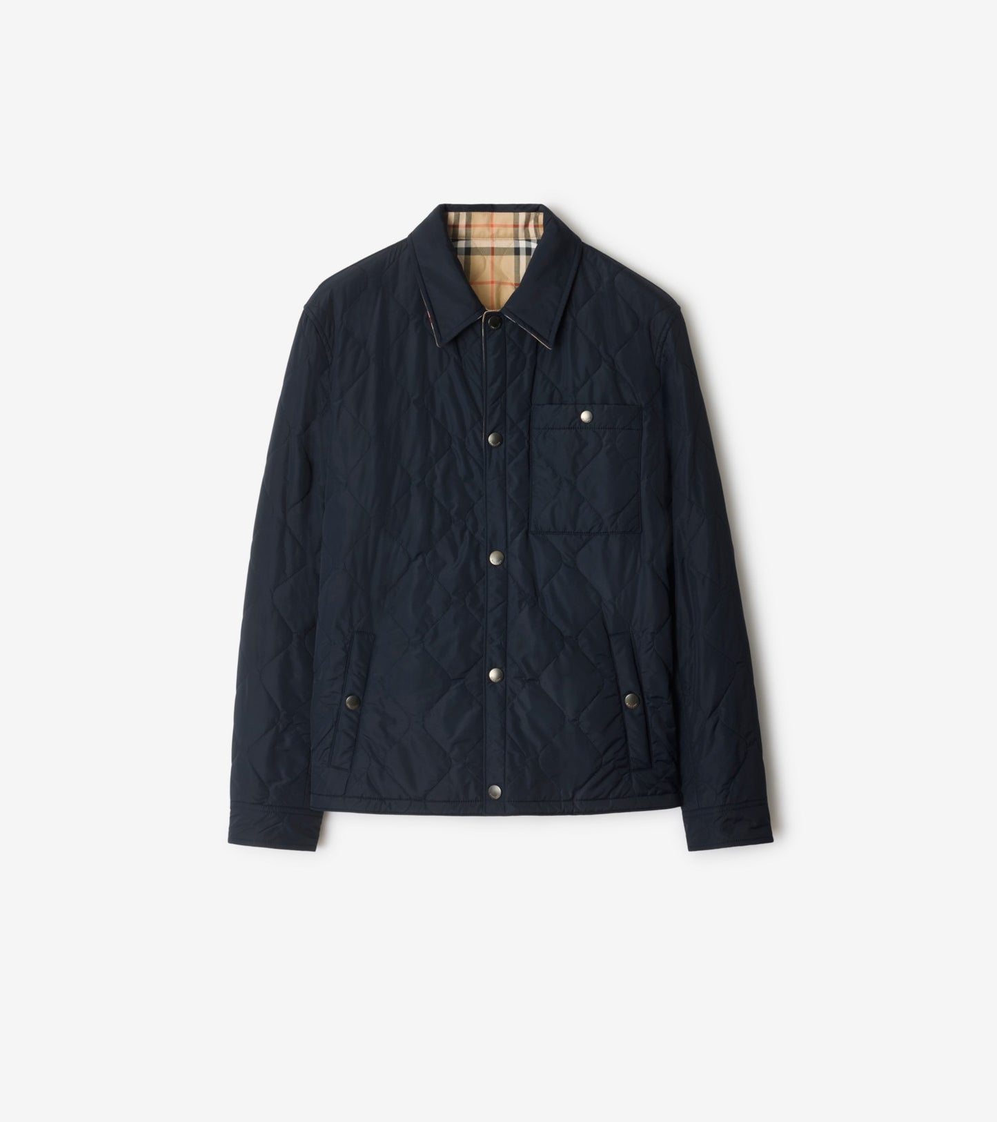 Reversible Quilted Nylon Overshirt in Black