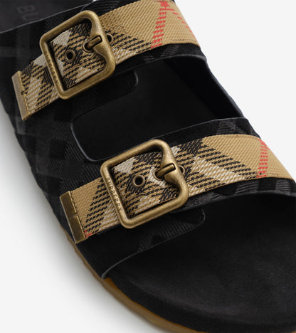 Check Suede Urchin Sandals in Black