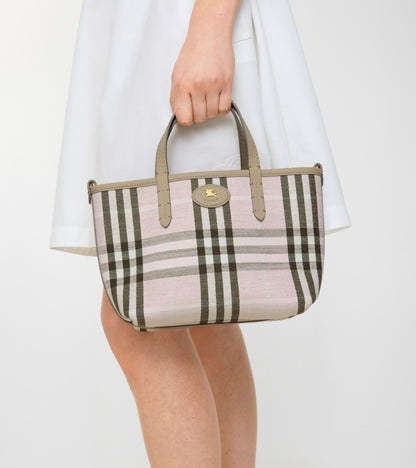 Mini Reversible Bloomsbury Tote in Mushroom beige/mallow pink