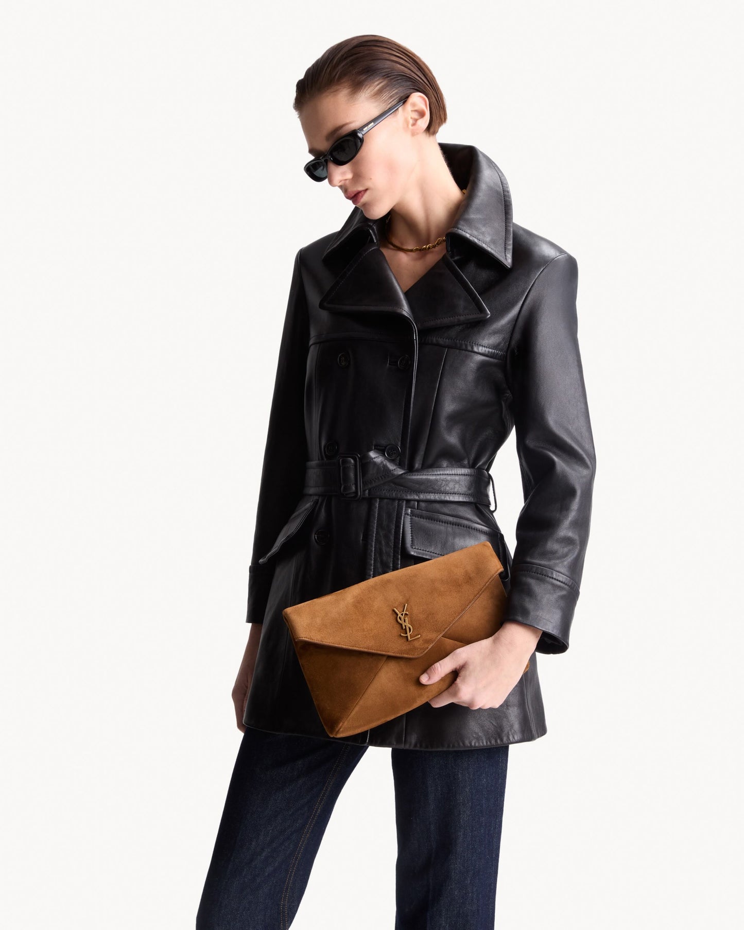 CASSANDRE large envelope pouch in suede