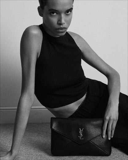 CASSANDRE large envelope pouch in shiny leather