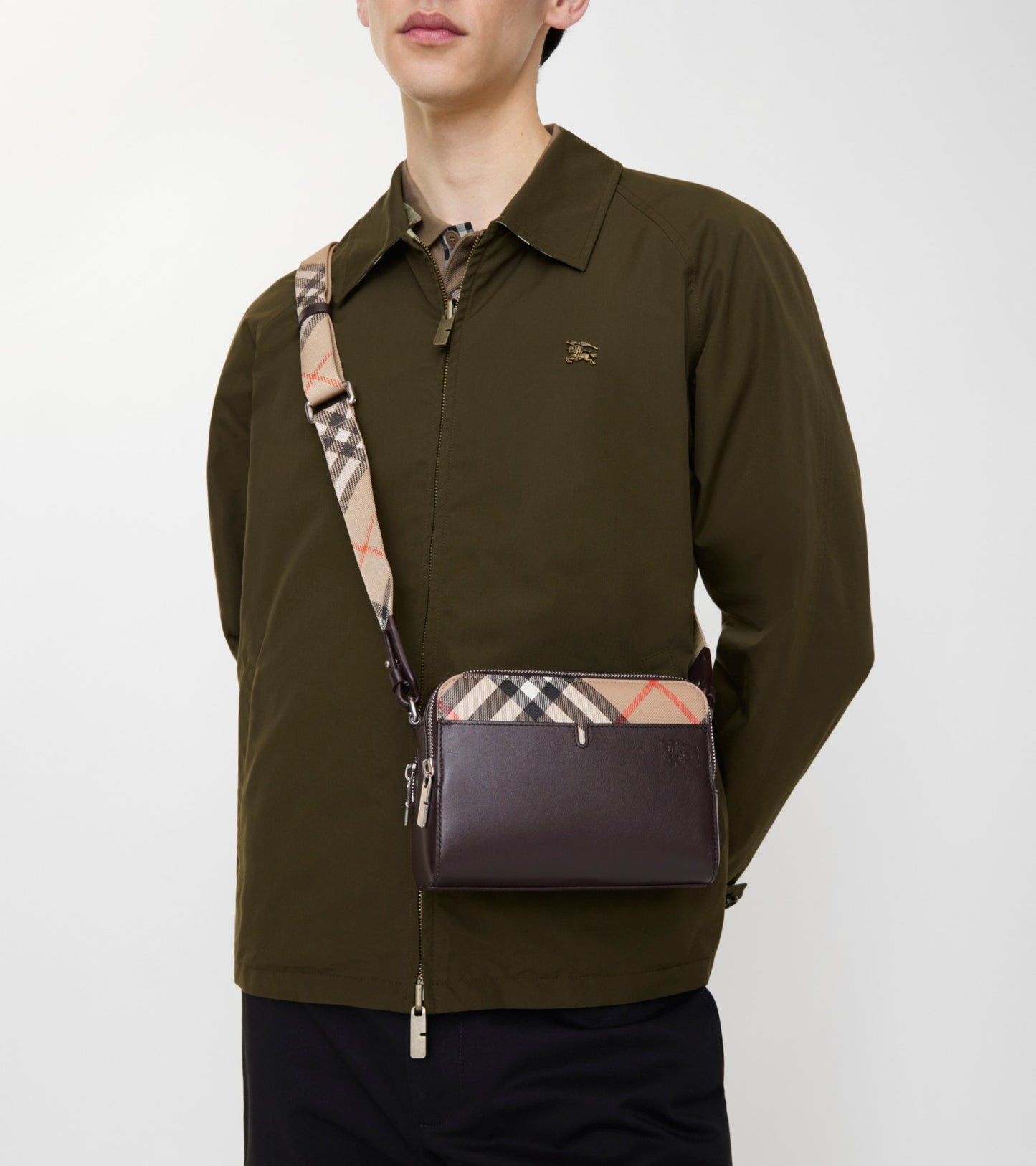 Pop Check Crossbody Bag in Peat brown/sand beige