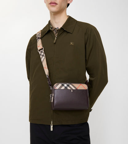 Pop Check Crossbody Bag in Peat brown/sand beige