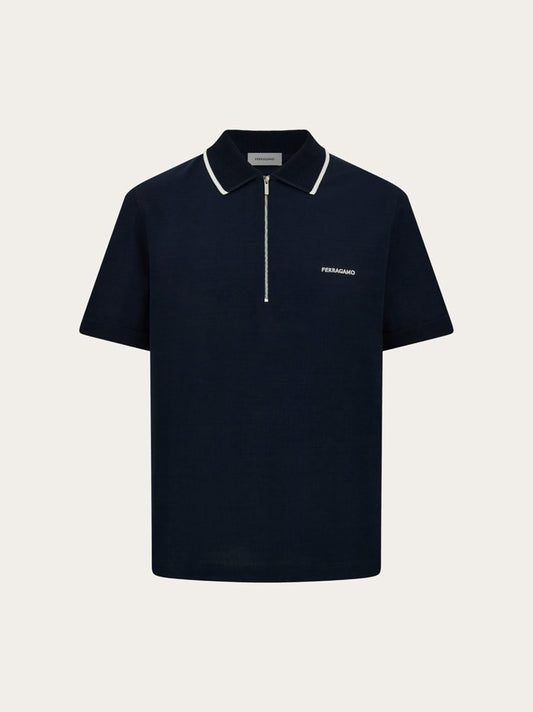 Cotton polo shirt with zip closure