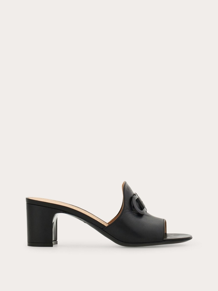 Mid heel slide with Gancini buckle