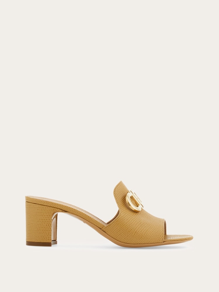 Mid heel slide with Gancini buckle