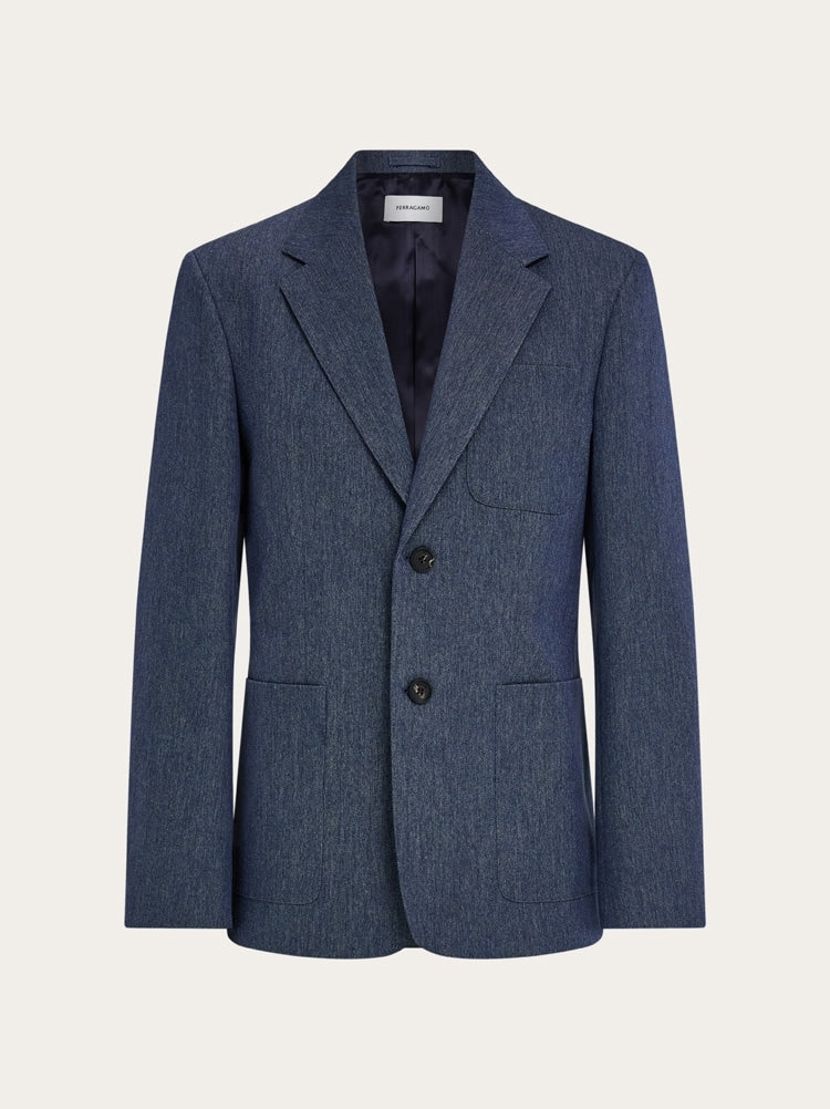 Single breasted denim blazer