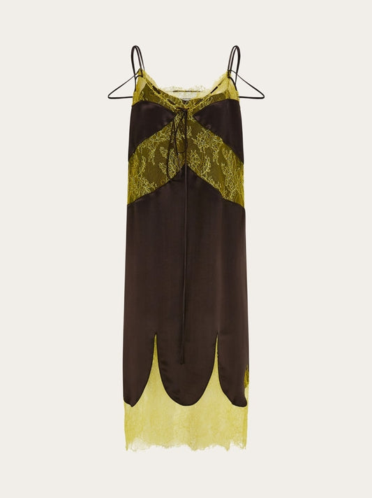 Satin and lace slip dress