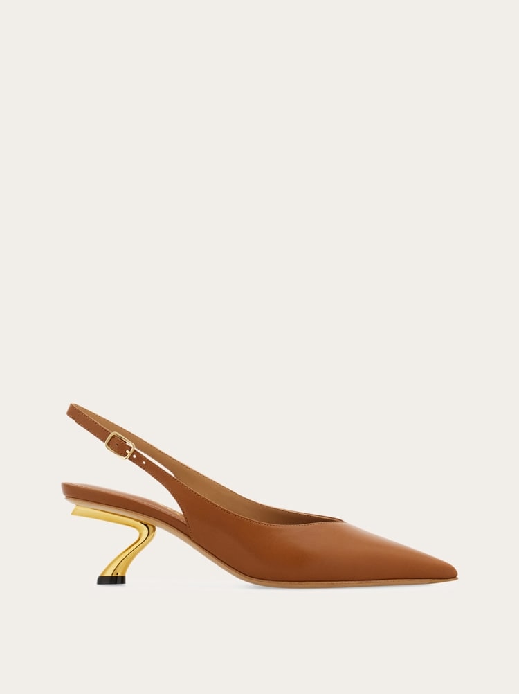 S-shaped heel slingback