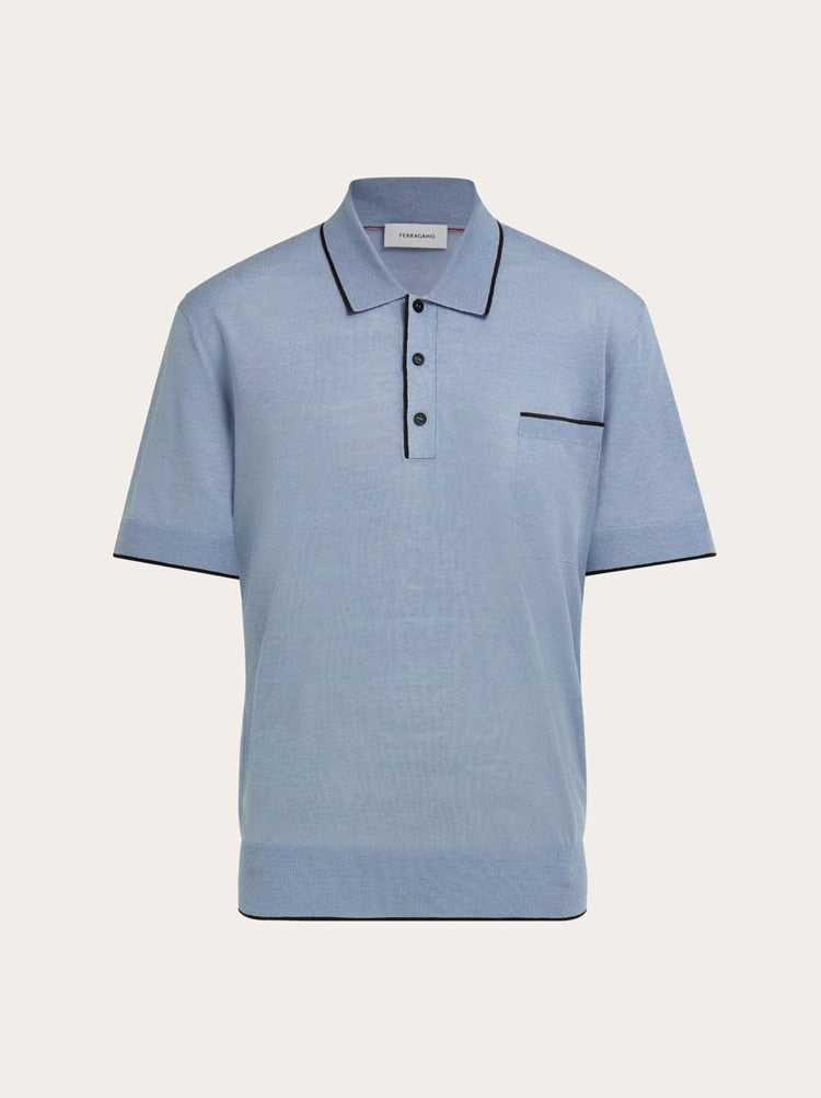 Knitted polo with contrasting trims