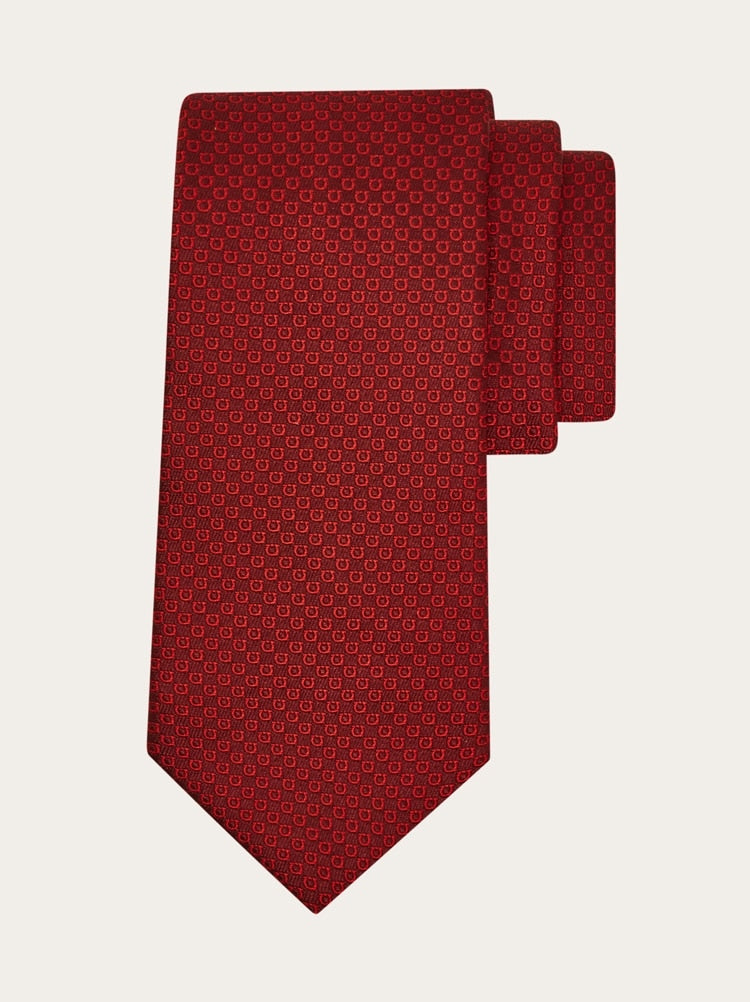 Micro Gancini print silk jacquard tie
