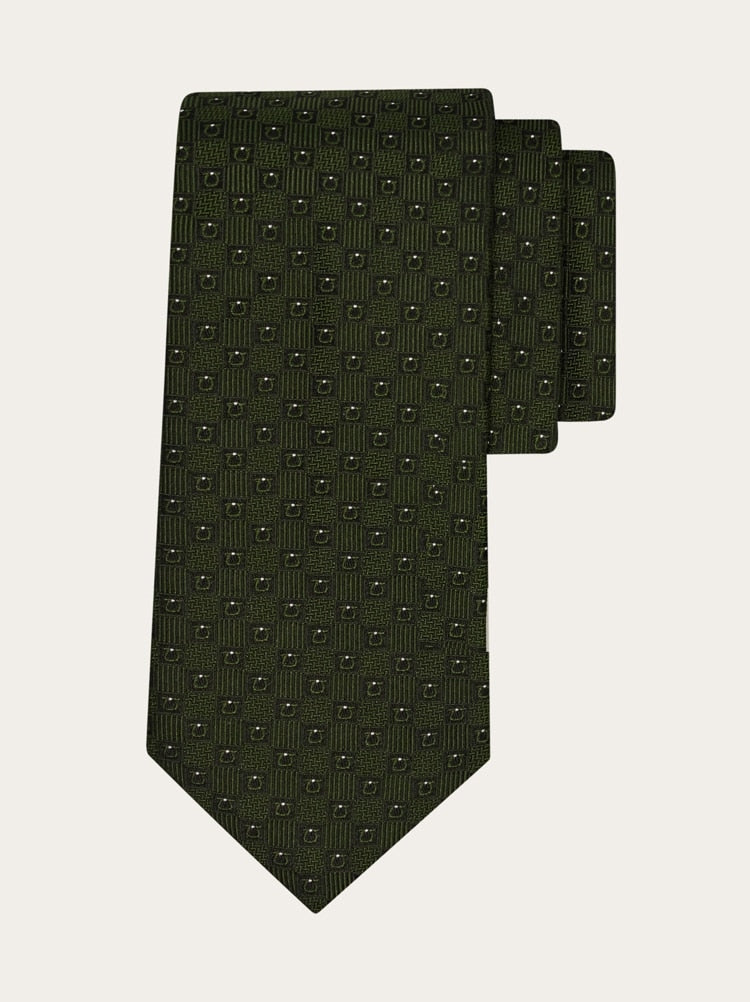 Gancini silk jacquard tie