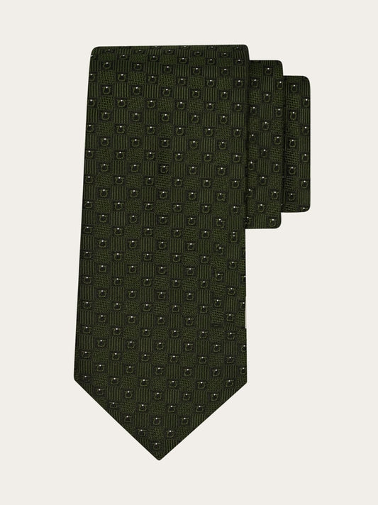 Gancini silk jacquard tie