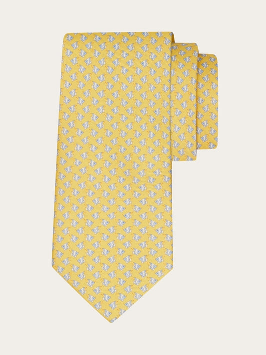 Mini fish print silk tie