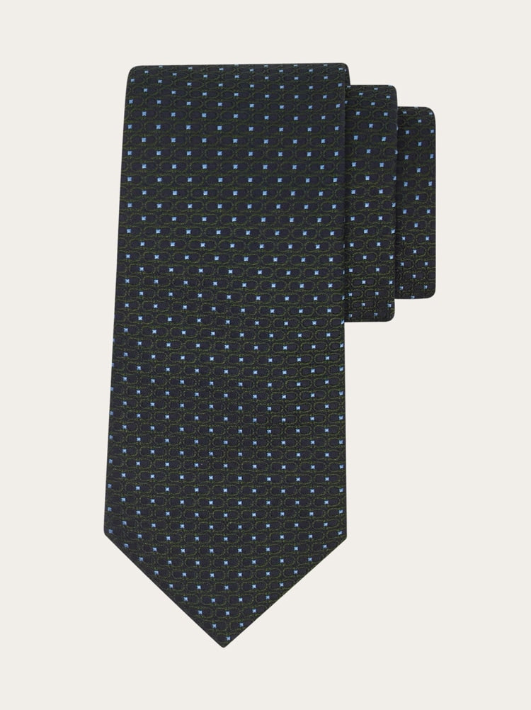 Double Gancini silk jacquard tie