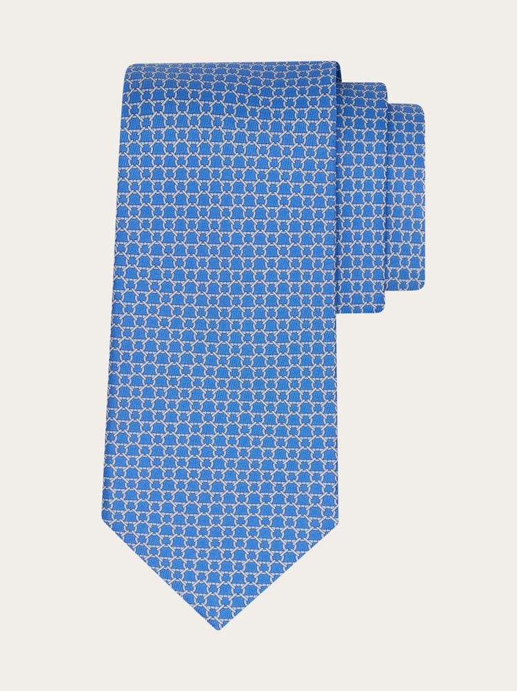 Link print silk tie