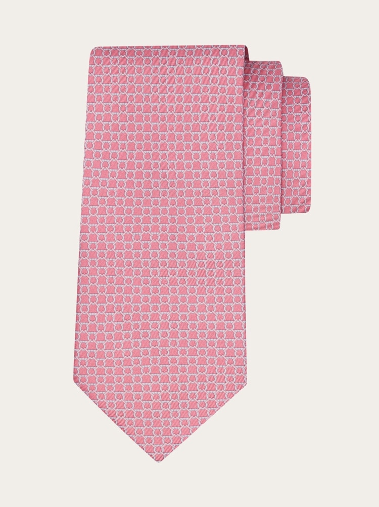 Link print silk tie