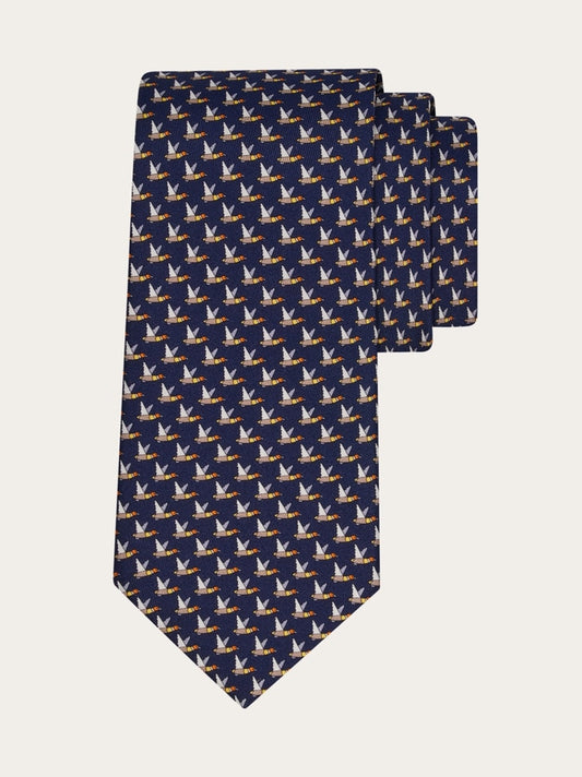 Mallard print silk tie