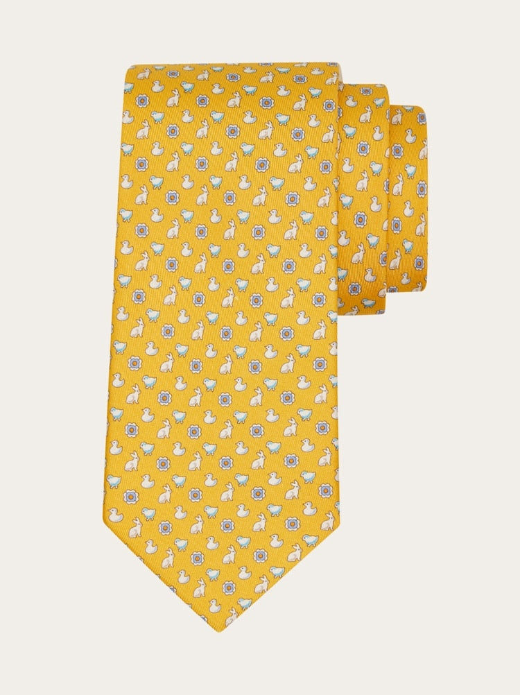Charms print silk tie