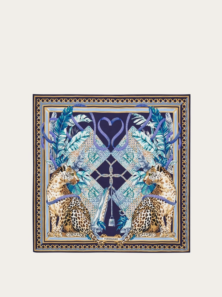 Poised leopards print silk scarf