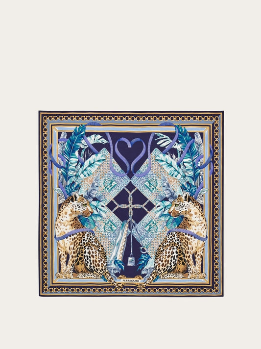 Poised leopards print silk scarf