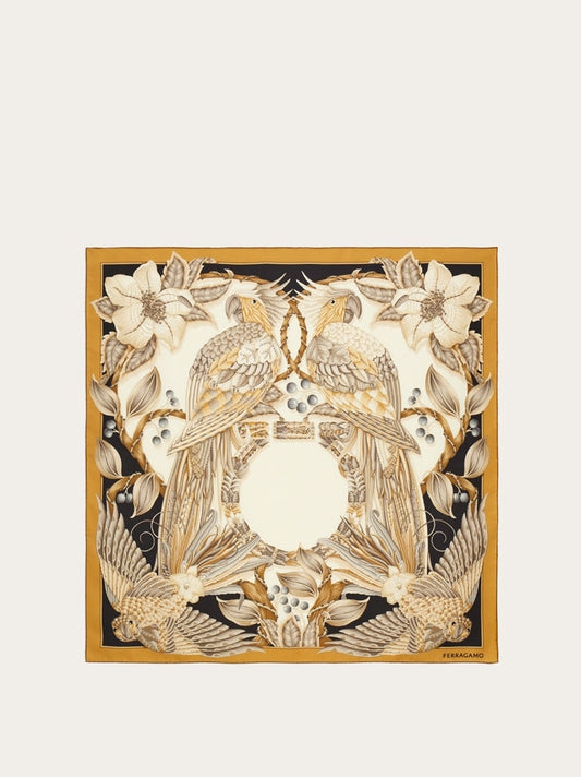Parrots print silk foulard
