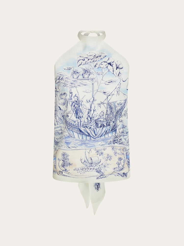 Voyage print foulard top