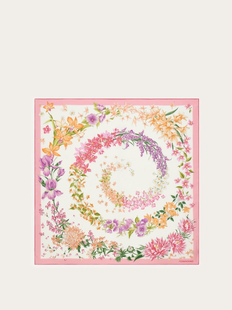 Spring print silk scarf