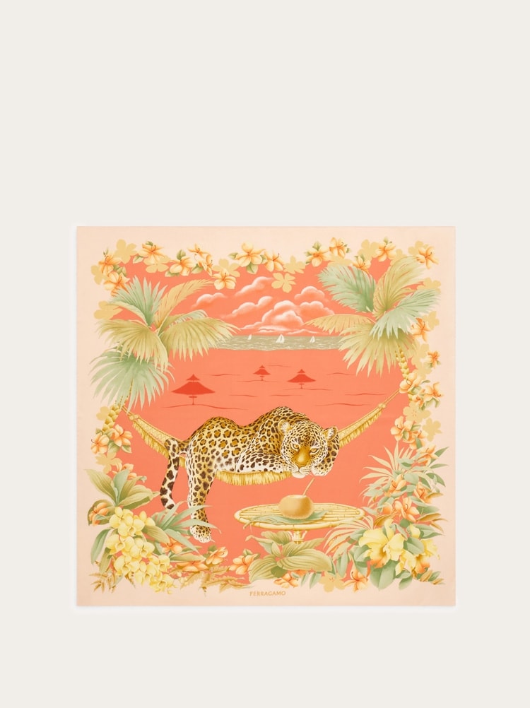 Jungle print silk foulard