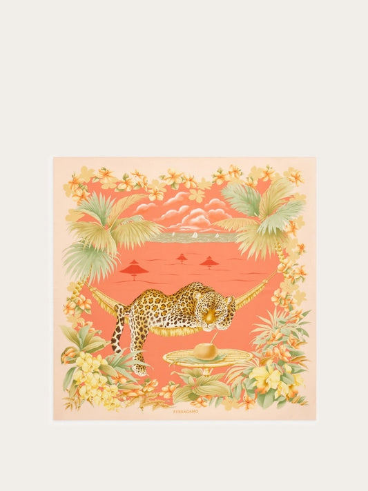 Jungle print silk foulard