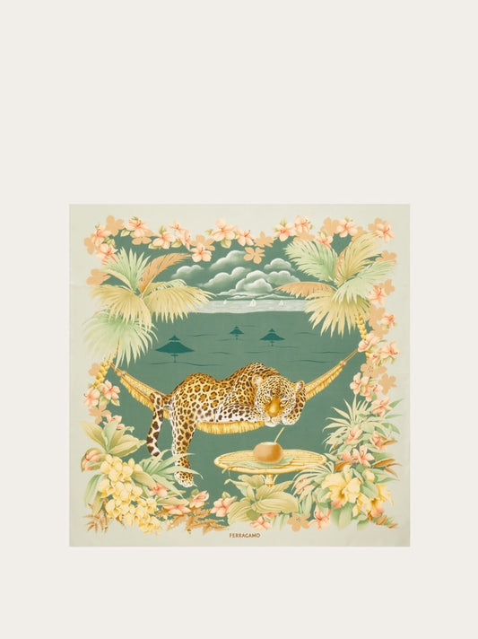 Jungle print silk scarf
