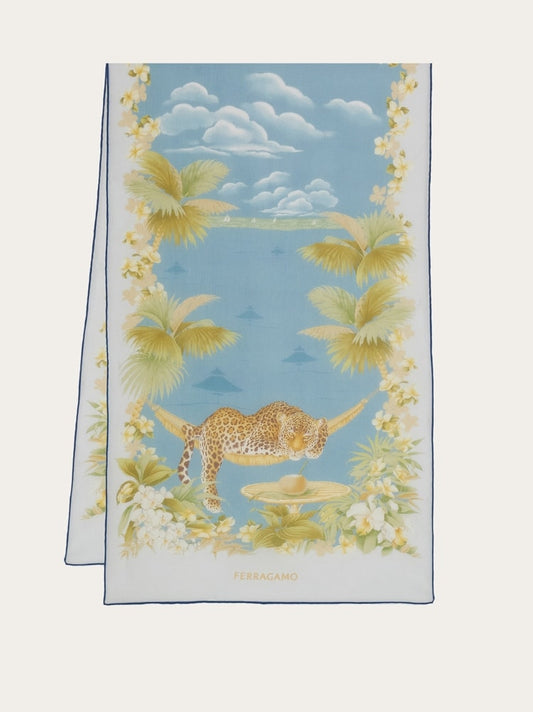 Jungle print silk scarf