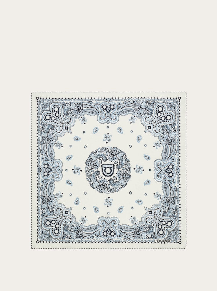 Arabesque print silk scarf