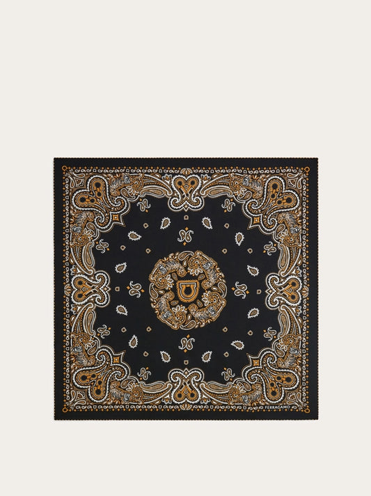 Arabesque print silk scarf