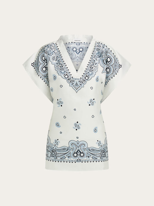 Arabesque print poncho