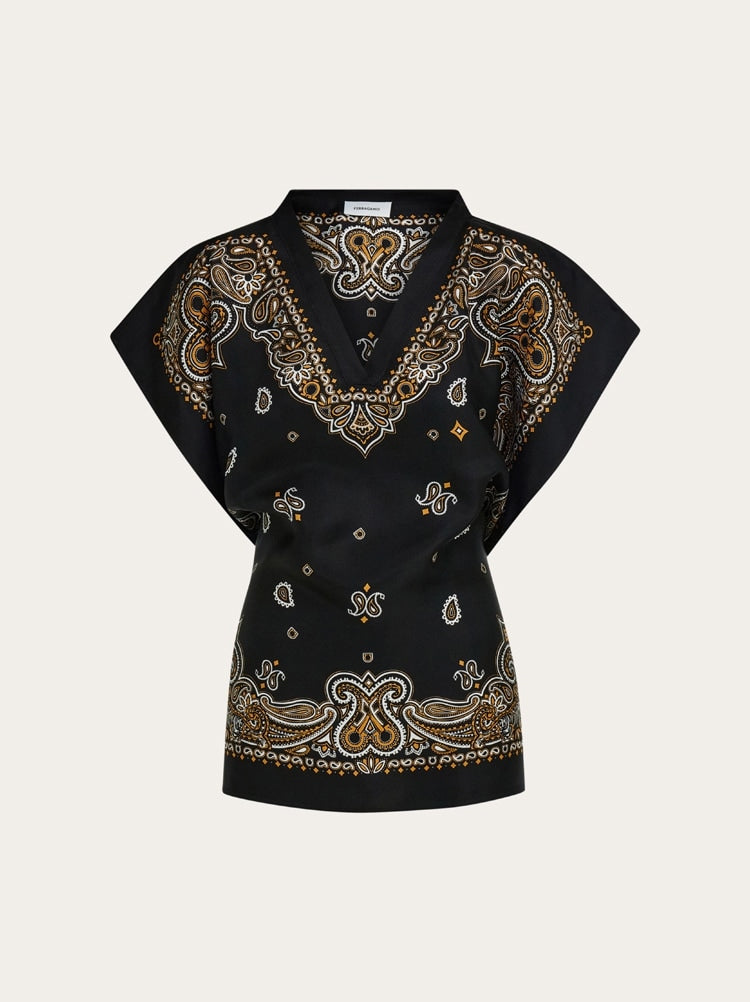 Arabesque print poncho