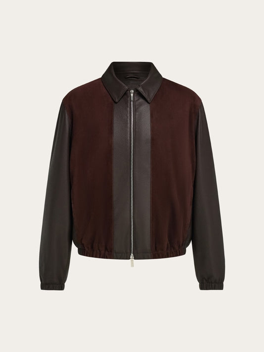 Deerskin leather and suede blouson