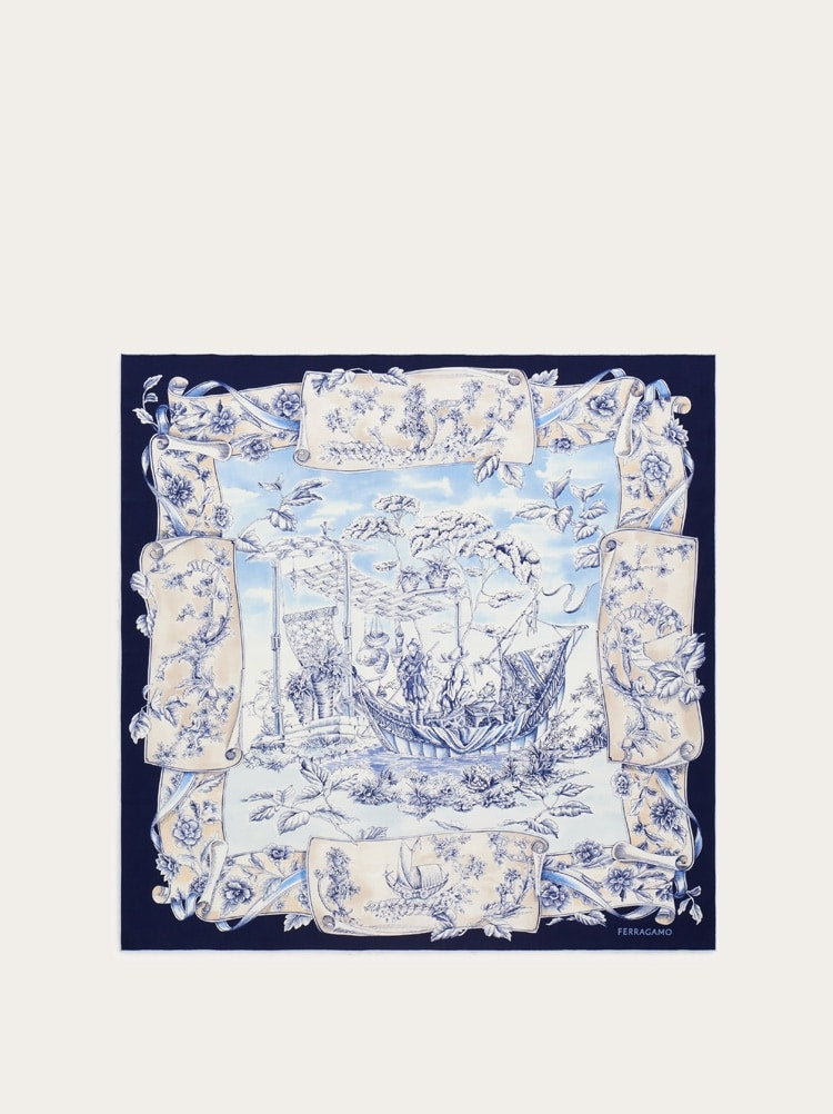 Voyage print silk scarf