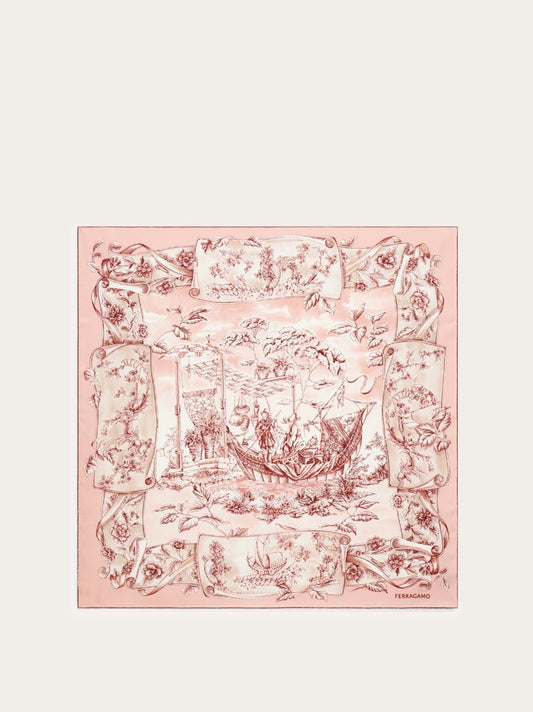Voyage print silk scarf