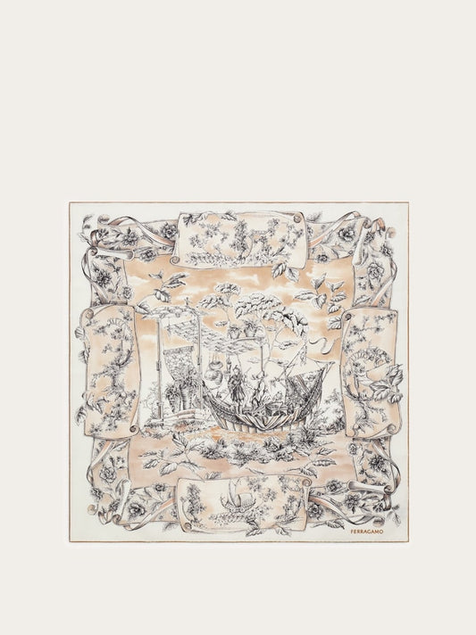 Voyage print silk scarf