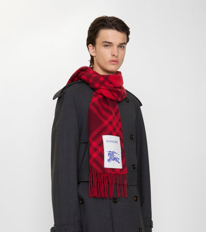 Check Cashmere Scarf in Oxblood red