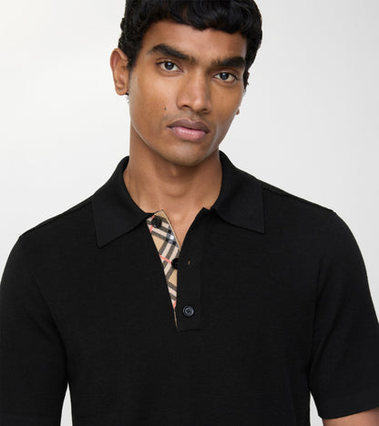 Wool Polo Shirt in Black