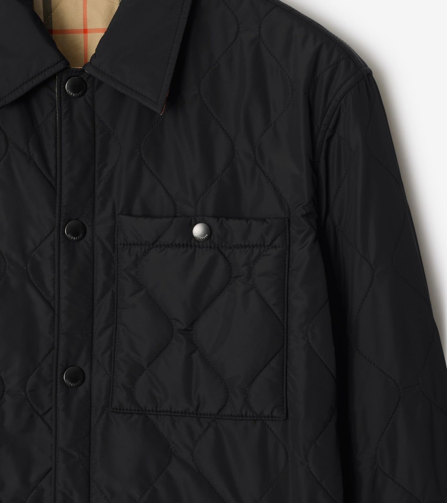 Reversible Quilted Nylon Overshirt in Black