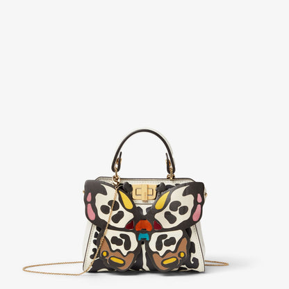 Nano Peekaboo Miniature leather bag with maxi Night Butterfly print